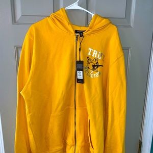 NWT True Religion Buddha 3 Star Hoodie XXL Gold Coast Yellow Foil Logo
